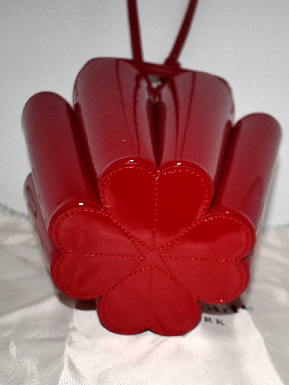 Kate Spade the Spade Patent Leather Bucket Bag in Dark Scarlet #KN302 NWT - Picture 7 of 9